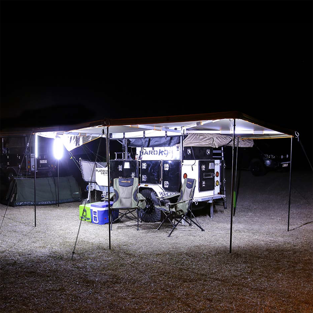AreaBFE Tents Hard Korr 2 Bar Orange/White LED overlanding and camping light kit with diffusers.
