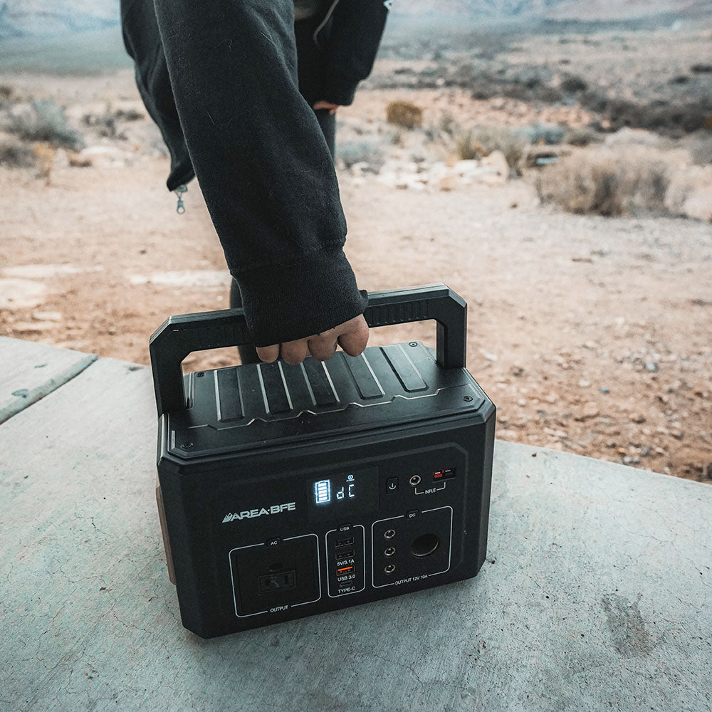 AreaBFE Tents premium 400 watt portable battery box for overlanding and camping.
