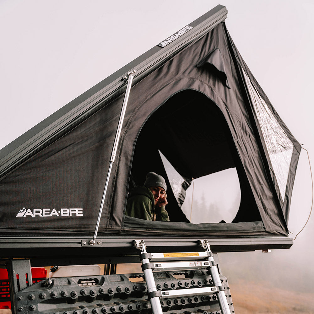 bush company alpha roof top tent Black Series Hard Shell Roof Top Overland Camping Tent