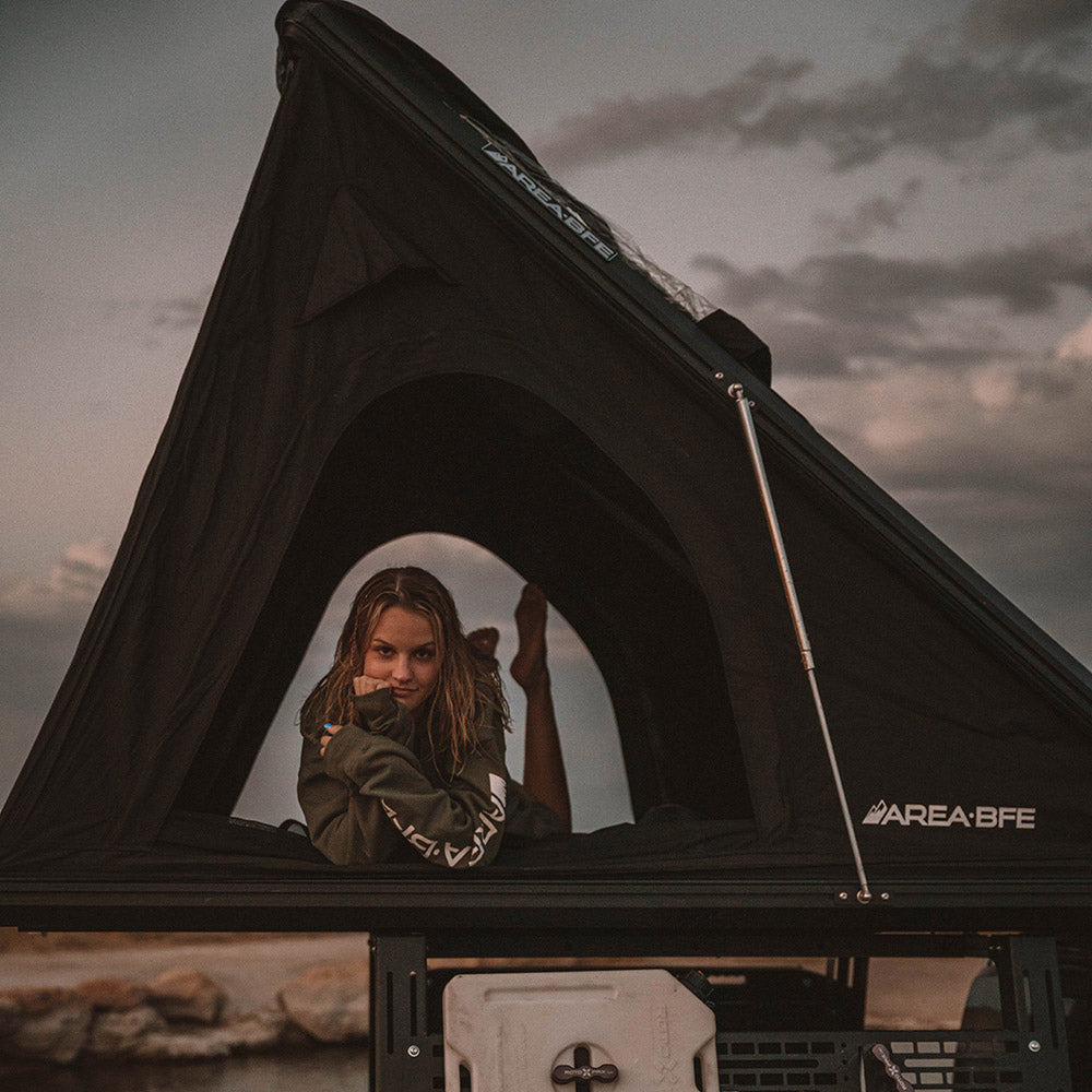 all black tent Black Series Hard Shell Roof Top Overland Camping Tent