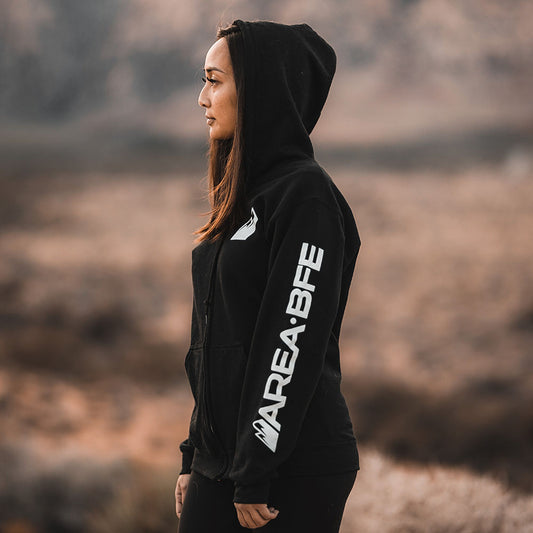 AreaBFE Logo Zip Up Hooded Sweatshirt Unisex